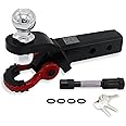 Trailer Hitch Ball Mount with Tow Shackle and 3/4" Hitch Pin Clip for Heavy Duty Trucks, SUVs, and Cars, Multifunctional 2 in 1 Hitch Mount Fits 2Inch Hitch Receiver