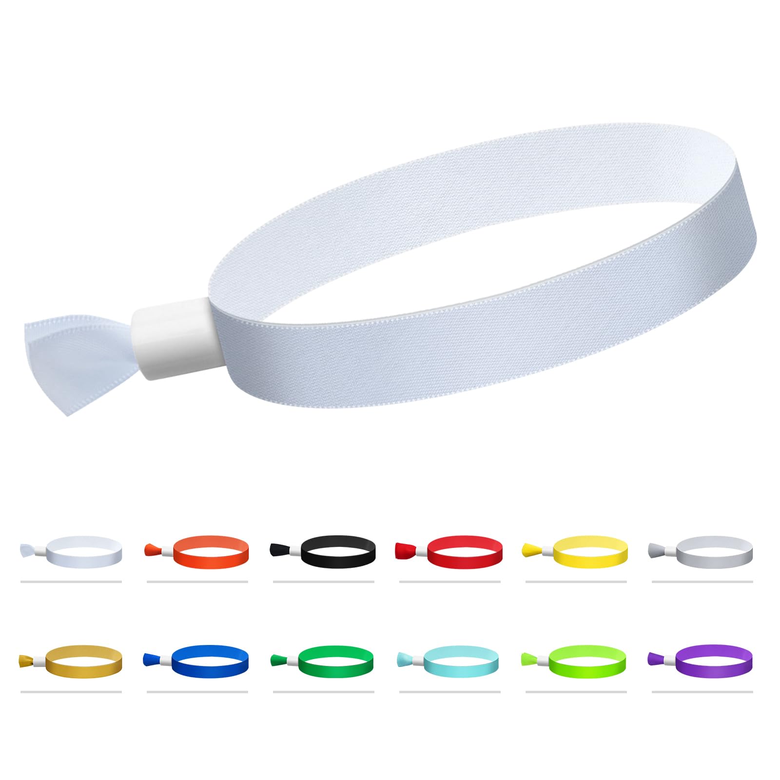 Photo 1 of Green-Power America 100 Pcs Cloth Event Wristbands, Event Wristbands, Colored Wrist Bands for Events, for Lightweight Concert Wrist Strap for Activities, Party Bracelets for Events (Color : White)