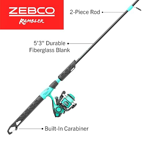 Zebco Kids Rambler Spinning Reel and Fishing Rod Combo, 5-Foot 3-Inch 2-Piece Fishing Pole, Size 20 Reel, Changeable Right- or Left-Hand Retrieve, Pre-Spooled with 8-Pound Cajun Line, Seafoam/Black in Kenya | Whizz Zebco Kids Rambler Spinning Reel and Fishing Rod Combo, 5-Foot 3-Inch 2-Piece Fishing Pole, Size 20 Reel, Changeable Right- or Left-Hand Retrieve, Pre-Spooled with 8-Pound Cajun Line, Seafoam/Black in Kenya | Whizz