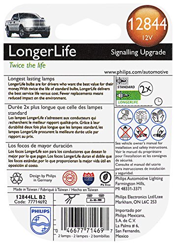 Philips 12844LLB2 LongerLife Miniature Bulb, 2 Count (Pack of 1)