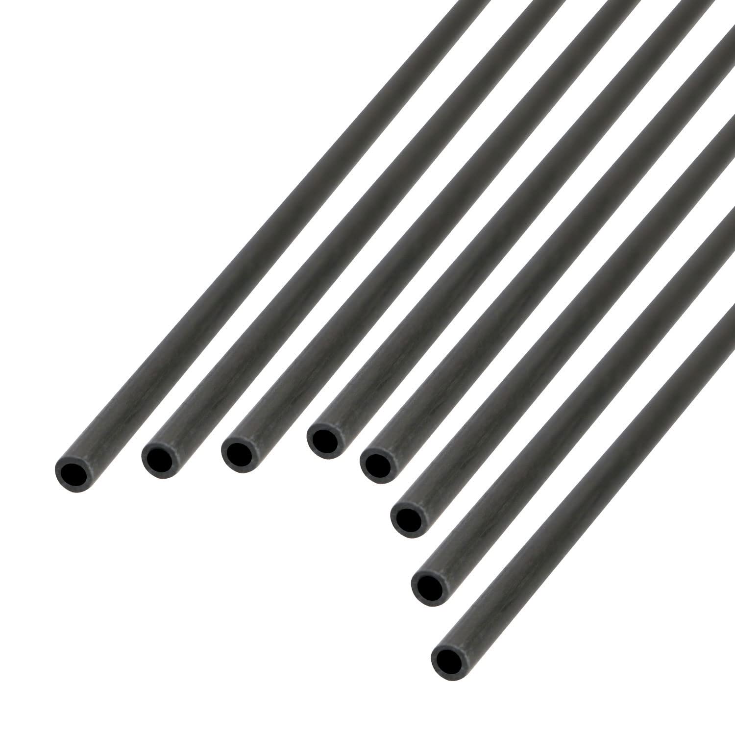 Ohamtes 8Pcs OD 4mm ID 2mm Carbon Fiber Tube, Hollow Frosted Tube Length 200mm, Used for Kite, Remote Control Aircraft, DIY Article Frame or Support Rod