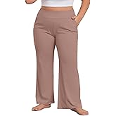 COOTRY Women's Plus Size Wide Leg Pants Yoga Pants with Pockets High Waist Stretch Work Dress Casual Sweatpants