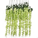 Luyue 3.18 Feet Artificial Silk Wisteria Vine Ratta Silk Hanging Flower Wedding Decor,6 Pieces,(Green)