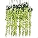 Luyue 3.18 Feet Artificial Silk Wisteria Vine Ratta Silk Hanging Flower Wedding Decor,6 Pieces,(Green)