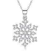 Snowflake Necklace Snowflake Bracelet for Women 925 Sterling Silver Cubic Zirconia Winter Adjustable Snowflake Jewelry Birthday Christmas Jewelry Gifts for Women