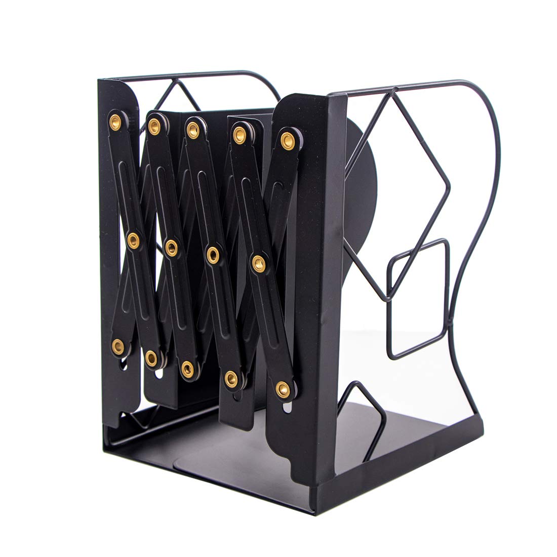 JIARI Adjustable Bookends Metal Book Ends Holder Shelf Heavy Duty Nonskid Bookend for Heavy Book (Cube Black)