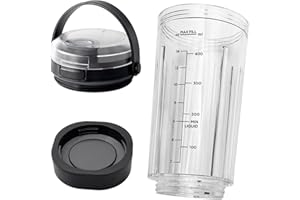3 Pieces for Ninja Blast Portable Blender Replacement Parts, 18oz Blending Vessel Cup with Sip Lid & Bottom Cap Compatible wi