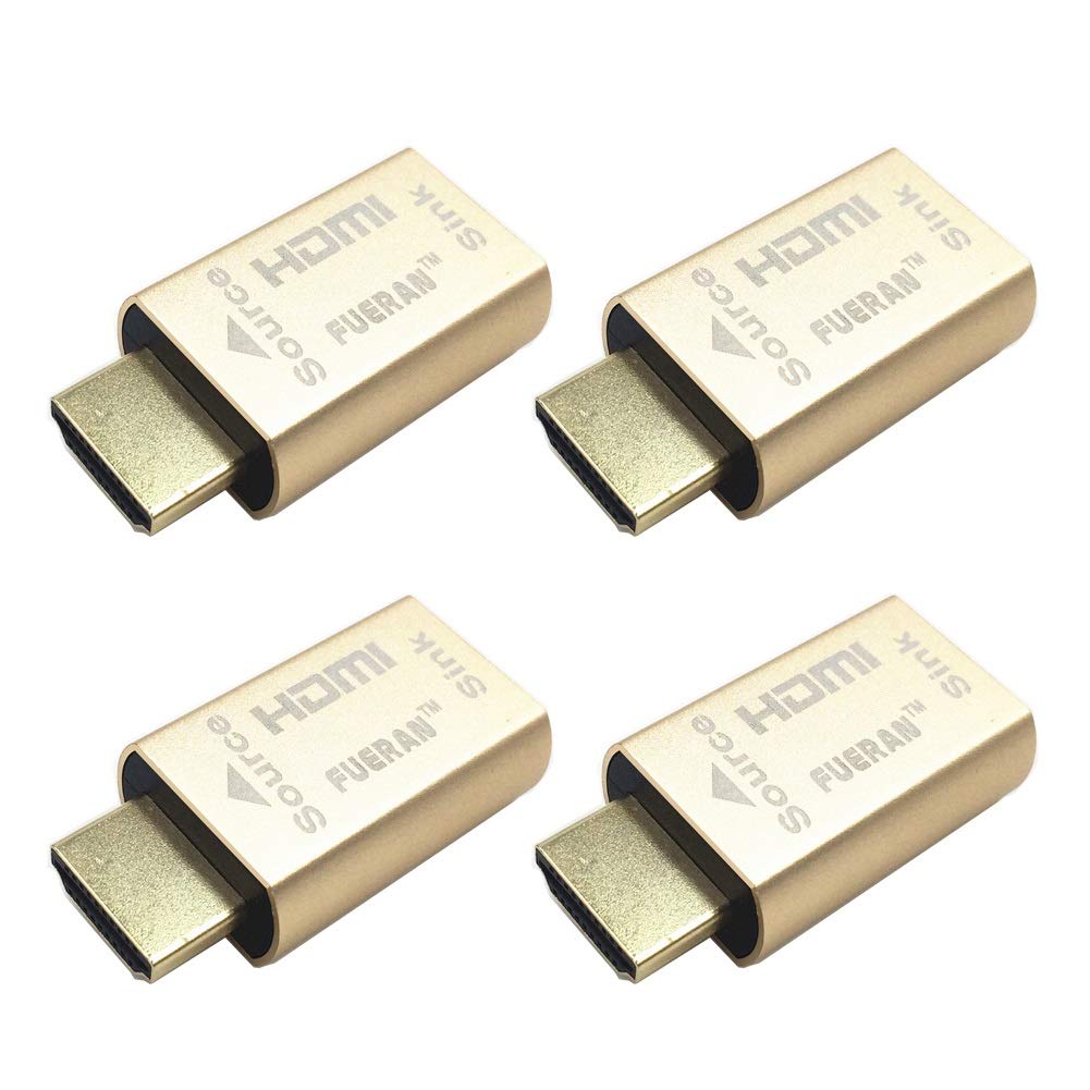 FUERAN Hdmi Edid Emulator Passthrough Eliminated Emulator Adapter 3rd Generrtion Work with Mac Thunderbolt to HDMI Switches/Extender/AV Receiver/Video Splitters 4k- 3840x2160@60Hz-4pack