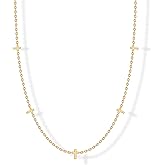 PAVOI 14K Gold Plated Dainty Chain Necklaces for Women - Station Small Motif Pendant Gold Jewelry Gifts - Valentines Day Trendy Heart, Bow, Cross Necklace for Women - Valentines Day Trendy Jewelry