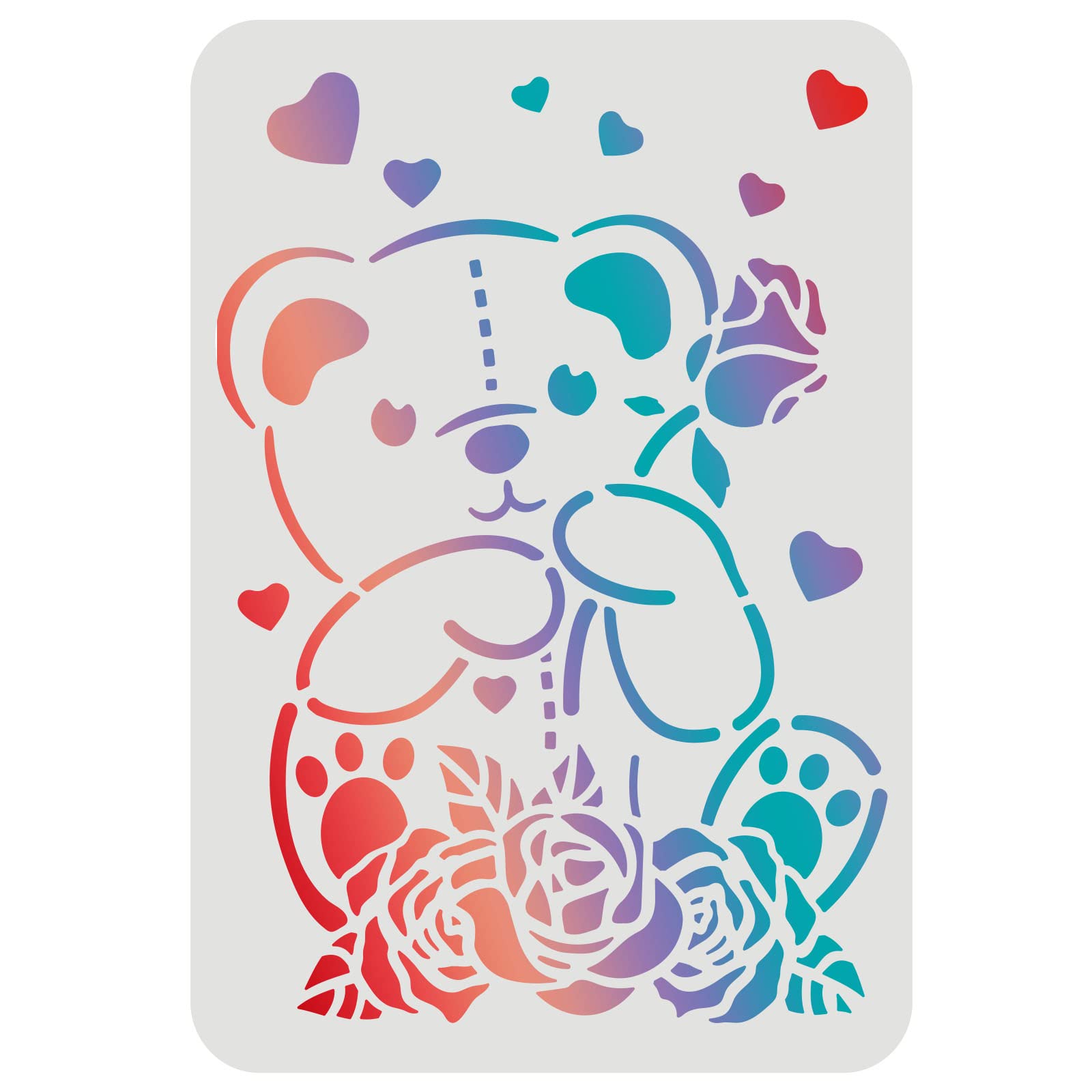 FINGERINSPIRE Teddy Bear Stencils for painting 29.7x21cm Small Bear Drawing Stencils Reusable Muppet Bear Stencils for Painting on Wall, Wood, Paper, Fabric, Floor