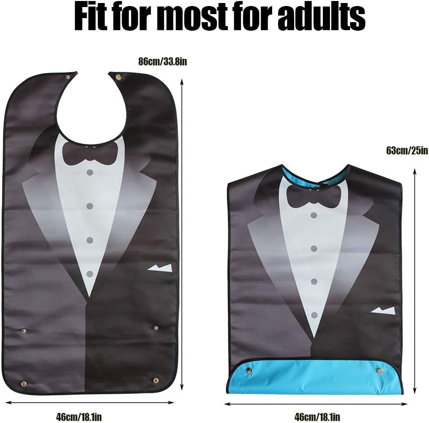 EQLEF Bibs for Adult Funny Suit Adult Bibs for Men Waterproof Bandana Elderly Bibs for Eating- 1 Pcs, Black, 33.8 * 18.1in (46 * 86cm) - Image 3