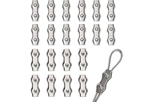 ANTIANXIA 20 Pcs Stainless Steel Wire Rope Clamp/Cable Clamp/Picture Hanging kit(1/8 inch M3)