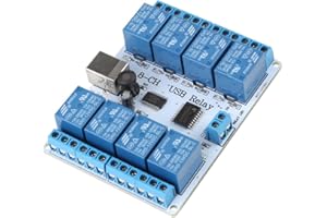 NEUFDAY 8-Channel 12V USB Relay Board, 8-Channel 12VDC Type-B USB Relay Board Module Controller for Automation Robotics