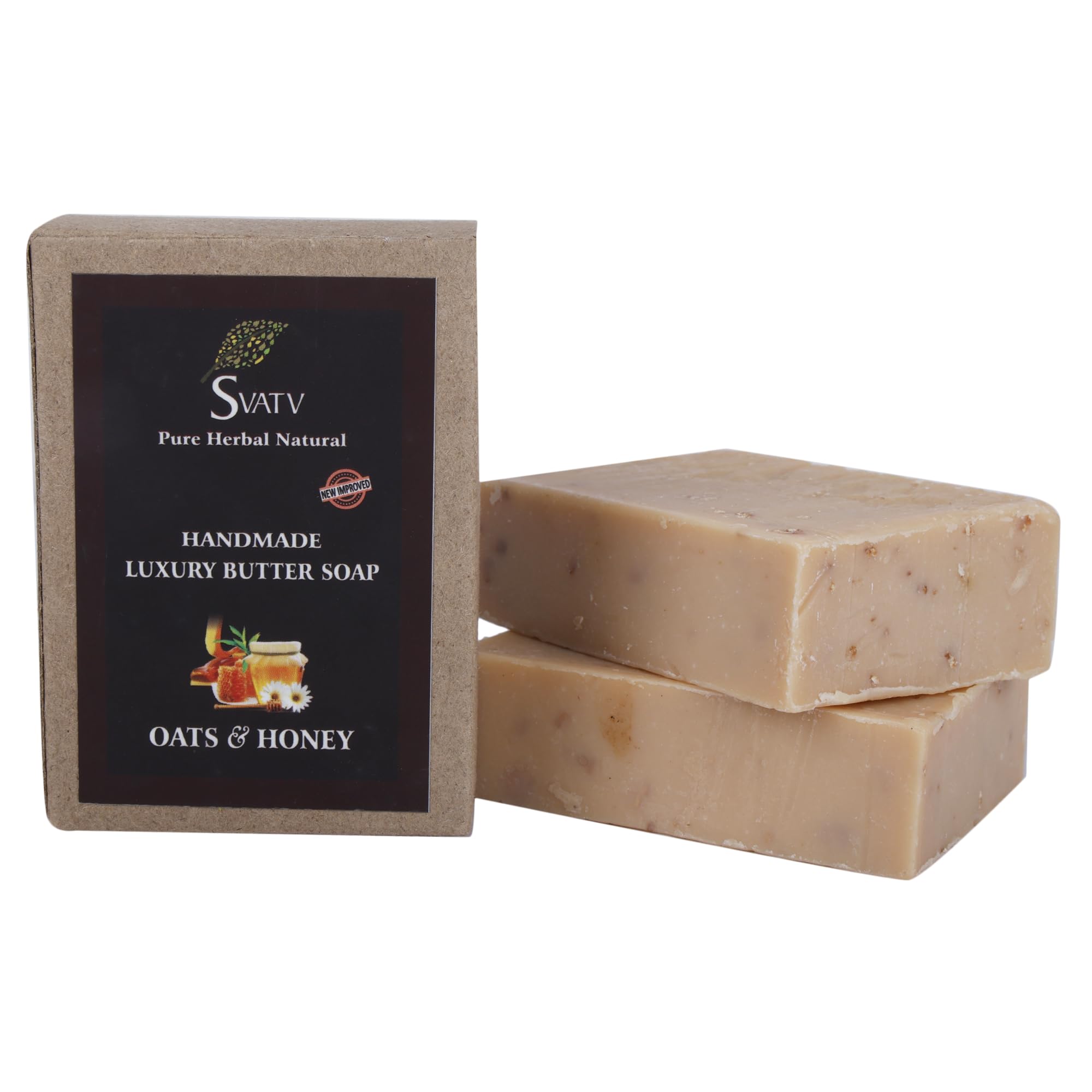 SVATV Soap Oats & Honey - Best Exfoliating Bar, Traditional Ayurvedic Herbal Soap For All Skin Type - 125 Grams x 2 Bars