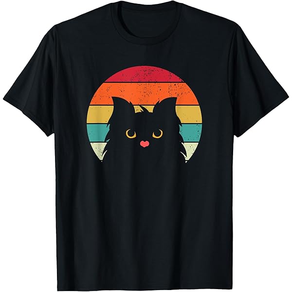 Amazon.com: Cat Retro Vintage Black Cat T-Shirt for Men
