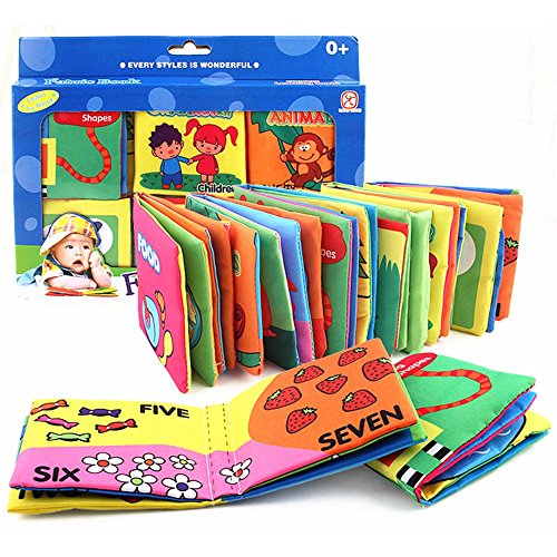 WINCOTEK Fabric Cloth Books, Early Education Activity Crinkle Toys Non-Toxic Soft Baby Books set- Pack of 6
