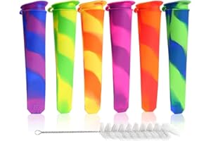 Popsicle Mold Silicone Wpunwen Ice Pop Molds Attached Lid Colorful Baby Popsicle Mold 6 pcs Reusable Yogurt Tubes with Cleani