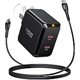SELORE USB C Charger, 67W 2 Ports GaN Fast Charging Block, Compact Foldable Wall Charger with 100W Type C Charging Cable for