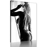Sexy Canvas Wall Art Nude Woman in Bath Posters and Prints Abstract Naked Black White Artwork Wall Decor for Apartment Hotel Bathroom Bedroom Bar Decoration Ready to Hand 12x16inch