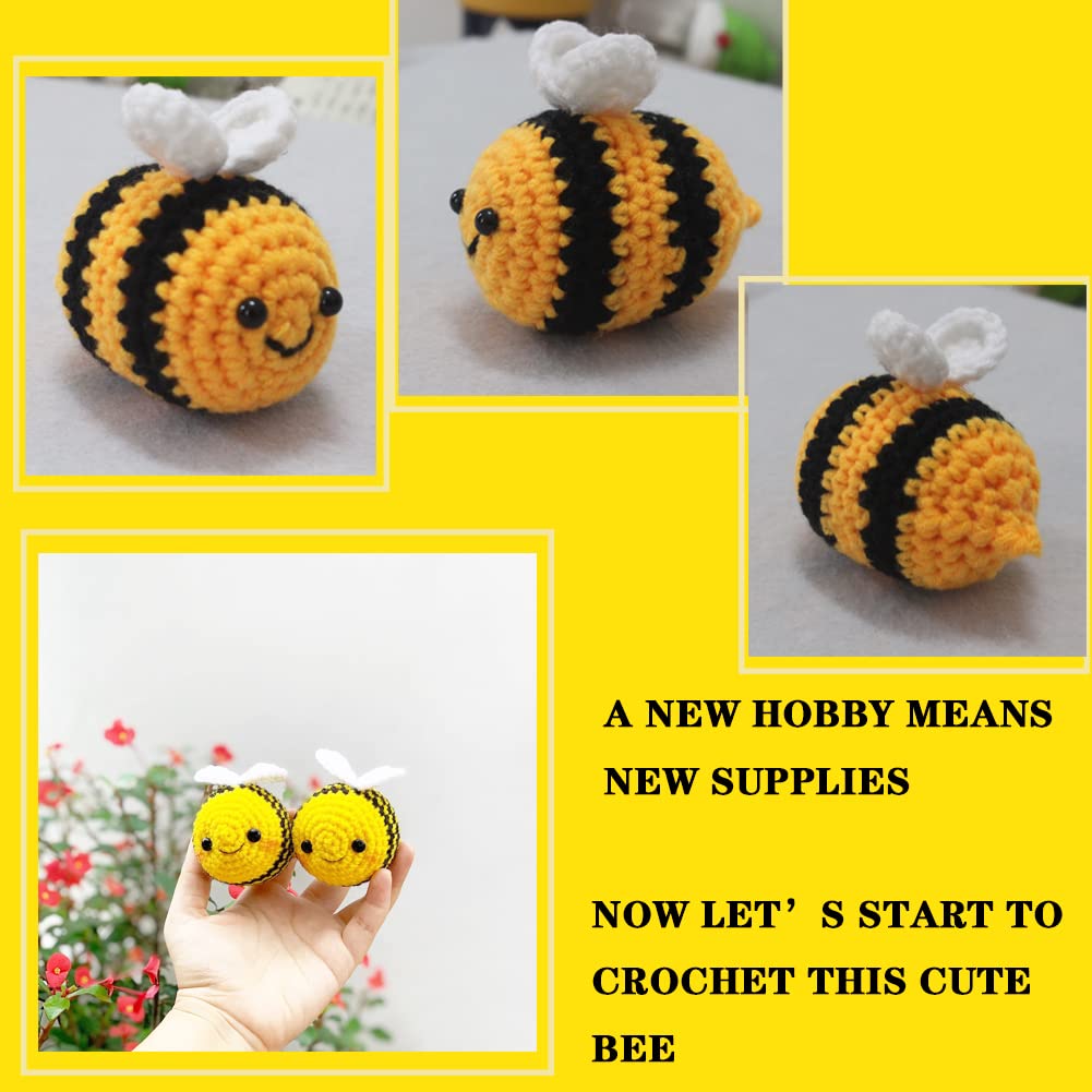 YWQZBHEMO 3 Pattern Crochet Kits - Crochet 3 Different Patterns Sets for Beginners/Experts - Rabbit, Chicken, Bee for Adult Starters, Kids, Includes Enough Yarns, Hook, Accessories