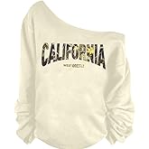 MOUSYA City Off the Shoulder Sweatshirt for Women New York Off Shoulder Sweatshirts Trendy Loose Crewneck Tops 2026