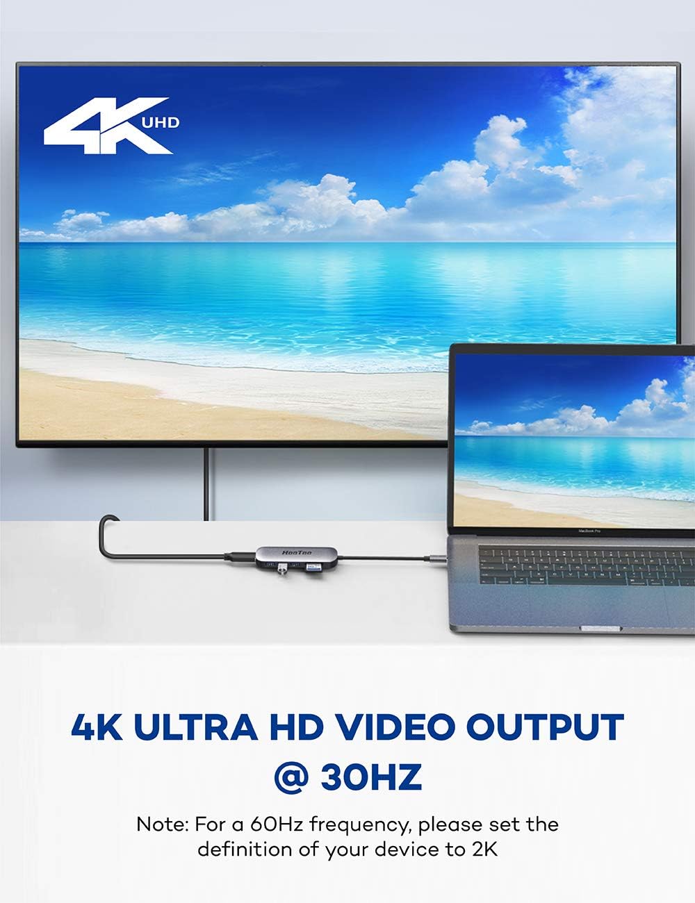 HooToo USB C Hub, 7 in 1 USB C to 4K HDMI Adapter with 100W PD Charging, 3 USB 3.0 Ports, SD/TF Card Readers for MacBook/Pro/Air/IMAC/iPad Pro and Type C Laptops Chromebook: Computers & Accessories