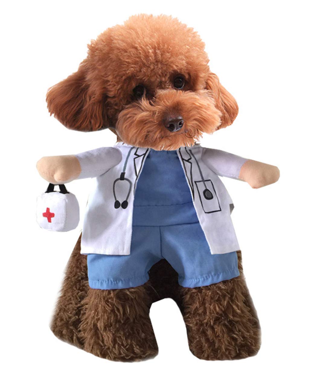 XIAOYU Puppy Dog Cat Halloween Costume, Doctor Style Costume, Doctor Coat Medicine Box for Dog Cat Cosplay Party, M