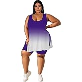 YeGine Women Plus Size 2 Piece Outfits Casual Sleeveless Tunic Tops Short Sets Summer Oversized Tshirts Shorts Sweatsuits