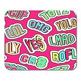 Emvency Mouse Pads Colorful Patches Words Totz TGIF