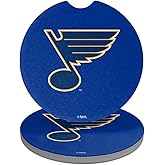St. Louis Blues Logo Car Coasters, Pack of 2, 2.5" Ceramic Stone, Drink Coaster for Cup Holders with Finger Notch