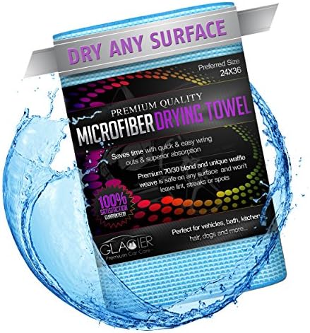 Microfiber Drying Towel Will Quickly and Safely Dry Your Car or Any Surface, Large Blue 36x24