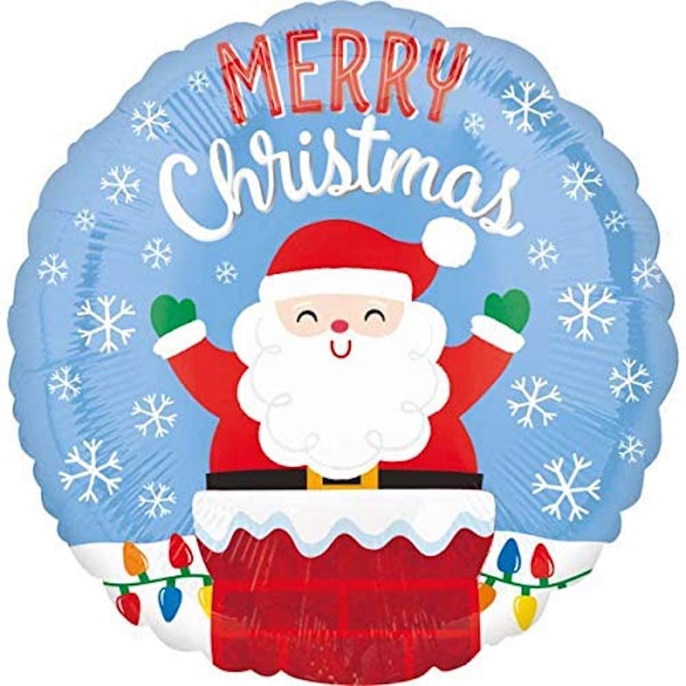 Anagram 3831201 18" Std Printed Foil Balloon Santa in Chimney 1PK
