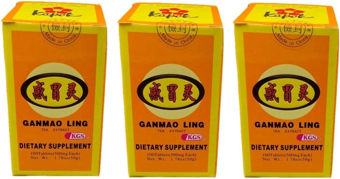 Gan Mao Ling, Helps Relieve During Cold Seasons, Extra Strength 500mg (100 Tablets) - 3 Bottles Pack
