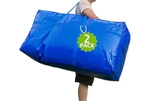 MKOKYD 66 Gallon Extra Large Storage Bags, Huge Moving Bags Heavy Duty with Zipper and Stronger Handles, Big Foldable Duffle Bag for Travel, Storage Totes Moving Boxes for College, Christmas Tree,Blue,2 Pack