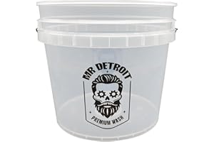 DETROIT AXLE Mr. Detroit - 3.5 Gal Car Wash Bucket, Plastic White Heavy Duty Clear Detailing Bucket for RV, Boat, Motorcycle & Home Detailing (Eco-Friendly)