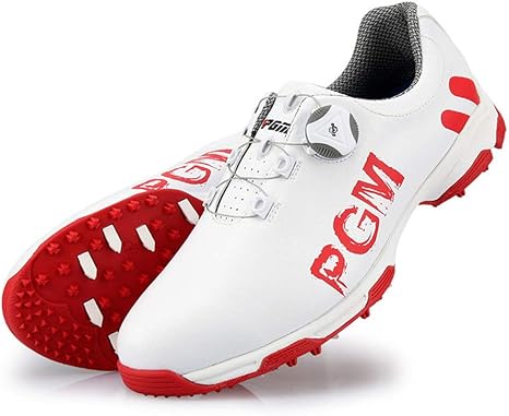 Amazon Co Jp スパイク Boaレースシステムマイクロファイバーレザーゴルフトレーナーシューズと男性のアンチスキッド防水ツイスト軽量スニーカーのための夏のpgmゴルフシューズ 赤 41 ホーム キッチン