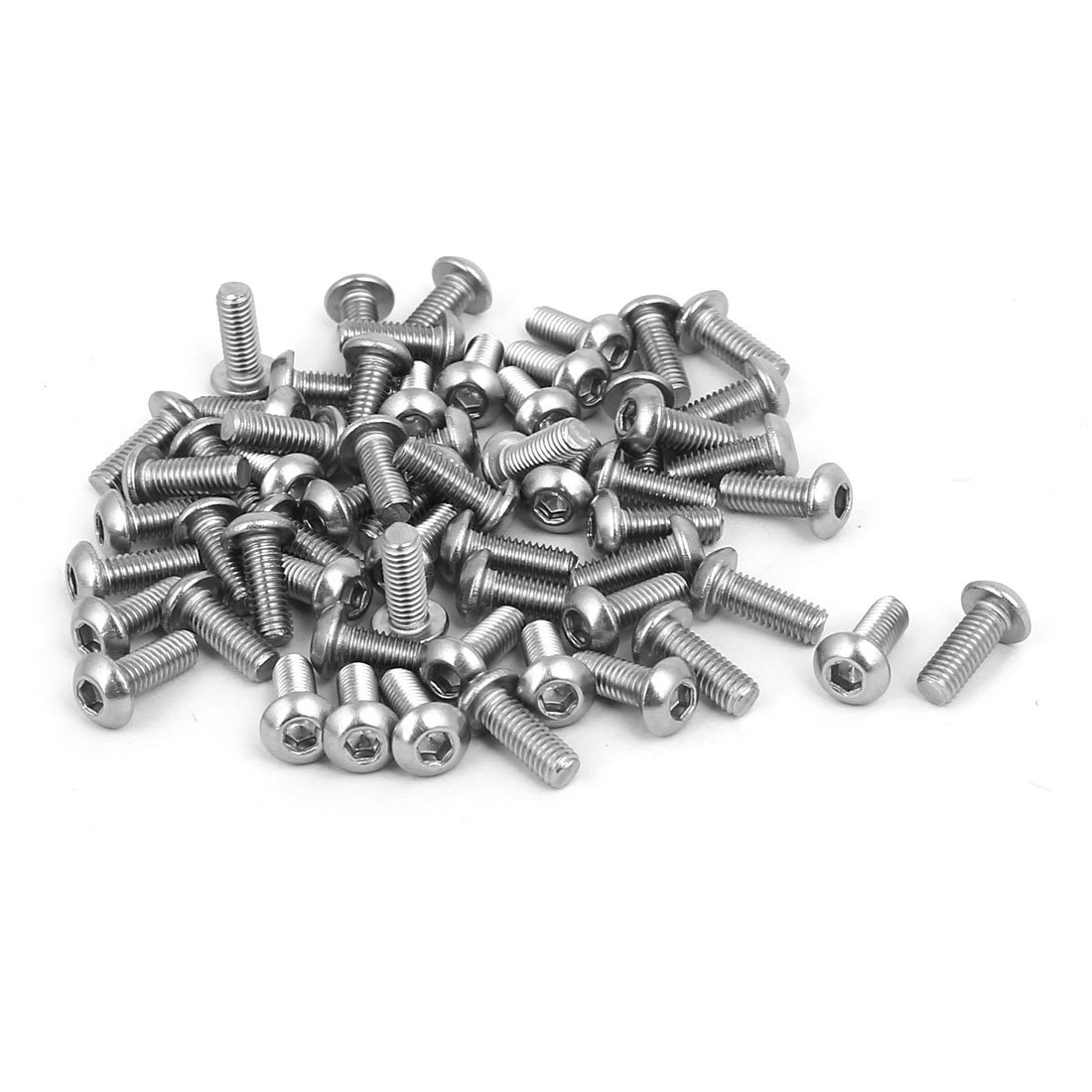 Sourcingmap M3 x 8mm 304 Stainless Steel Button Head Hex Socket Cap Screws Fastener 60PCS — image 1