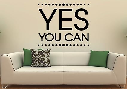 Motivation Quotes Yes You Can Wall Decal Vinyl Sticker Home