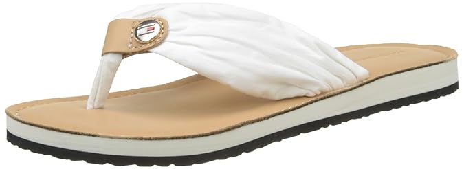 Tommy Hilfiger Damen Leather Footbed Beach T-Spangen Sandalen
