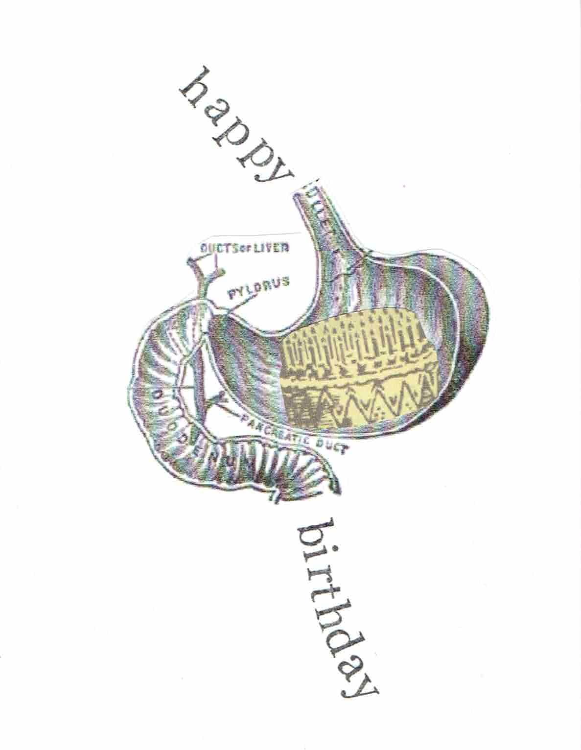 Happy Birthday Anatomical Stomach Birthday Card | Birthday Cake Funny Medical Science Humor