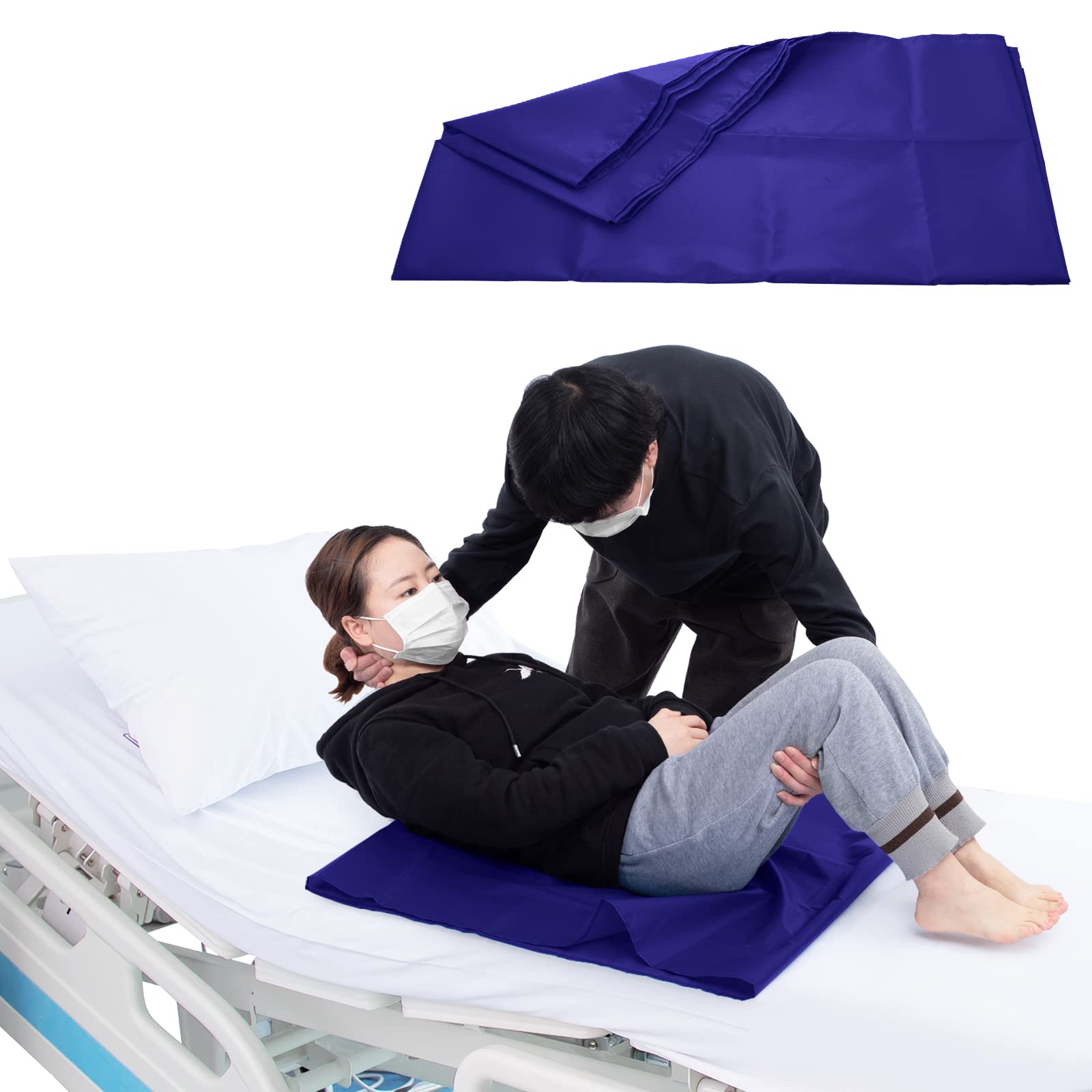 LOSCHEN Tubular Slide Sheet for Patient Transfer, Sliding Draw Sheets to Assist Moving Elderly for Cars, Vehicles, Wheelchairs, Bed Transfers Hospitals & Home Care (28"x28"(72x72cm), Navy Blue)