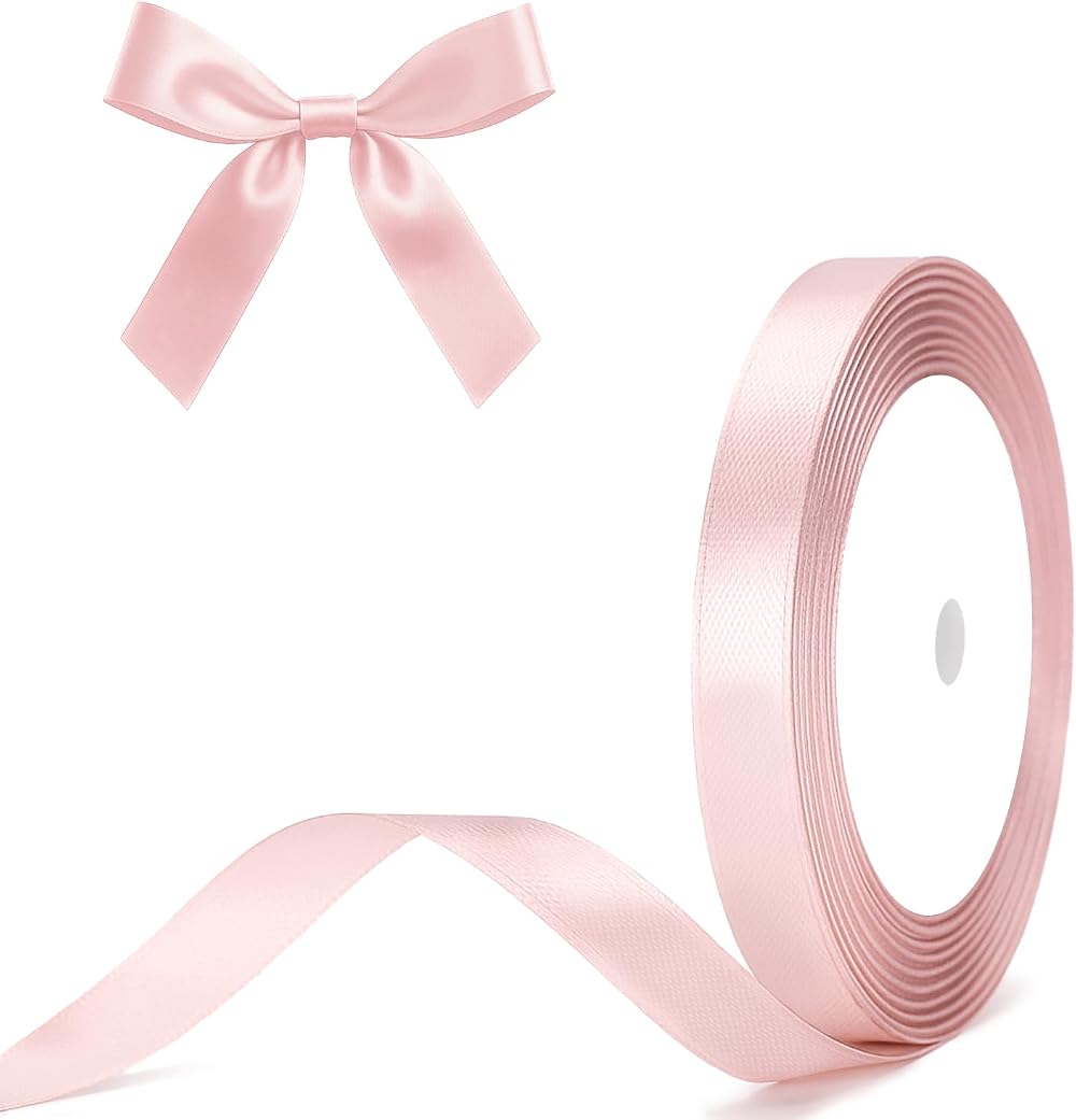 G2PLUS Baby Pink Satin Ribbons 10mm x 22m Gift Wrap for Crafting Decor