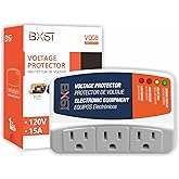 BXST Surge Protector 3 Outlet Power Voltage Protector for Home Protects Against High and Low Voltage Brownout Surge Protector for Refrigerator/TV/PC 15A, 120V, 1800W (1 Pack)