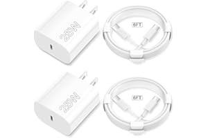 DJYQWIN iPhone 16 15 Charger Fast Charging, USB C Charger, 2 Pack 25W Type C Wall Charger Block with 2 Pack 6FT USB C Cable for iPhone 16/15 / 14 / iPad Pro/AirPods, Samsung, Other USB C Devices