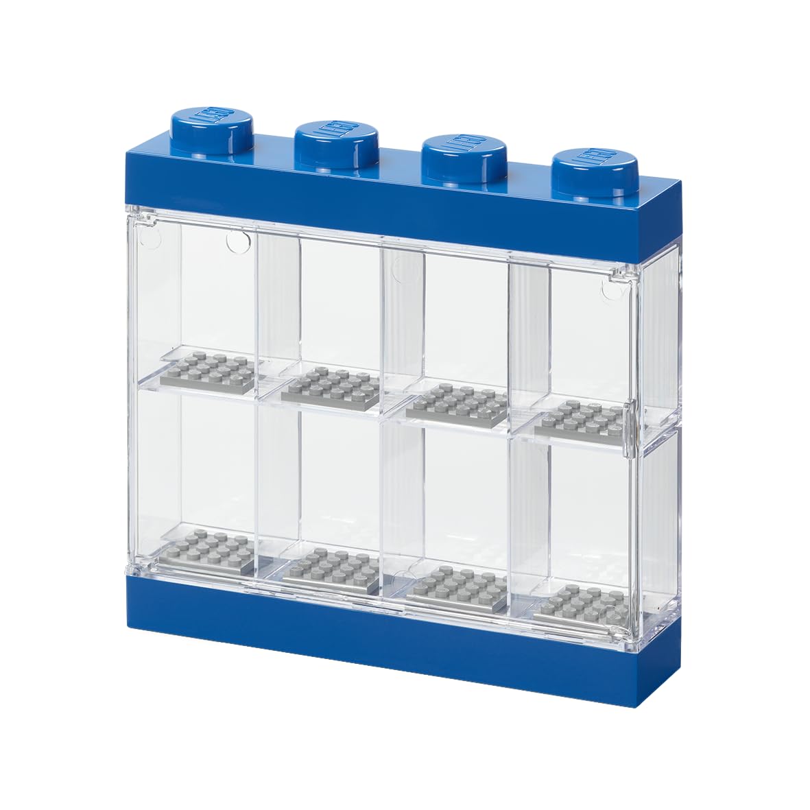 LEGO Minifigure Display Case 8 Blue, Stackable Container for Wall or Desk, Space for 8 Minifigures, Home Office Display Cabinets LEGO storage