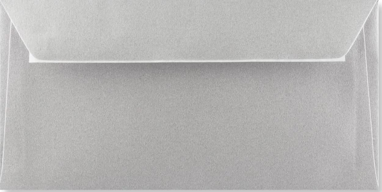 DL (110mm x 220mm) Coloured Envelopes for Greetings Cards Party Invitations & Craft - Pack of 100 (Metallic Silver Peel & Seal)