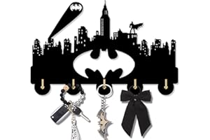 KINGLIVE deksu Batman Key Hook for Wall, Batman Decorative Key Holder for Wall, Key Hanging Organizer Rack Wall Mounted for Entryway Hallway, Gift for Batman Lovers, Black