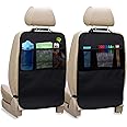 EcoNour Car Kick Mats Back Seat Protector (2 Pack) | Durable Car Seat Protector for Kids with Storage Pockets, Protection fro