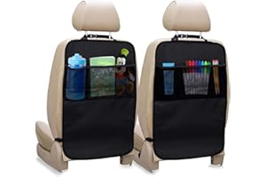 EcoNour 2 Pack Back Seat Protector for Kids Feet | Premium Waterproof Kick Mats with 2 Pocket Organizer | Backseat Cover for Vehicles to Protect from Dirt, Mud & Scratches | Travel Accessories