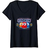 Women's 【PAC-MAN】PAC-MAN Neon Arcade 008 V-Neck T-Shirt
